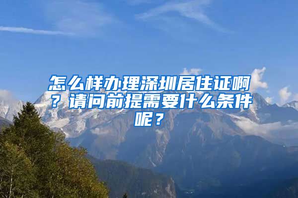 怎么样办理深圳居住证啊？请问前提需要什么条件呢？