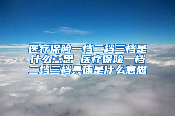 医疗保险一档二档三档是什么意思 医疗保险一档二档三档具体是什么意思