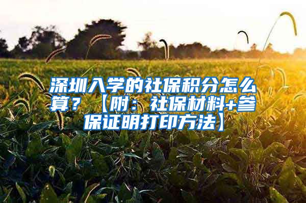 深圳入学的社保积分怎么算？【附：社保材料+参保证明打印方法】