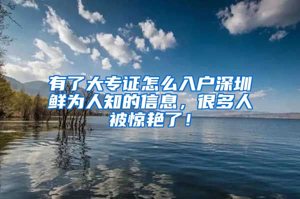 有了大专证怎么入户深圳鲜为人知的信息，很多人被惊艳了！