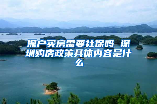 深户买房需要社保吗 深圳购房政策具体内容是什么