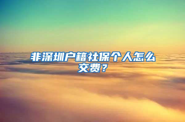 非深圳户籍社保个人怎么交费？