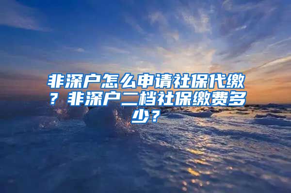 非深户怎么申请社保代缴？非深户二档社保缴费多少？