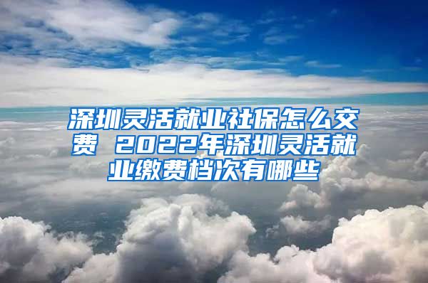 深圳灵活就业社保怎么交费 2022年深圳灵活就业缴费档次有哪些