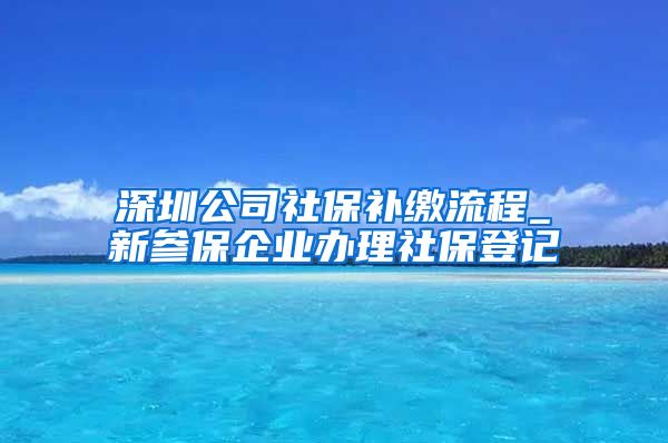 深圳公司社保补缴流程_新参保企业办理社保登记