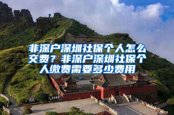 非深户深圳社保个人怎么交费？非深户深圳社保个人缴费需要多少费用