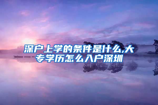 深户上学的条件是什么,大专学历怎么入户深圳