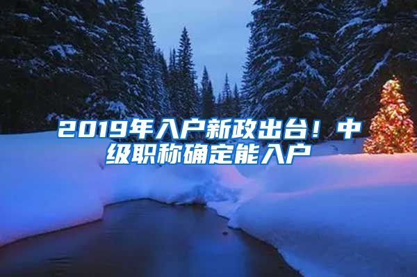 2019年入户新政出台！中级职称确定能入户