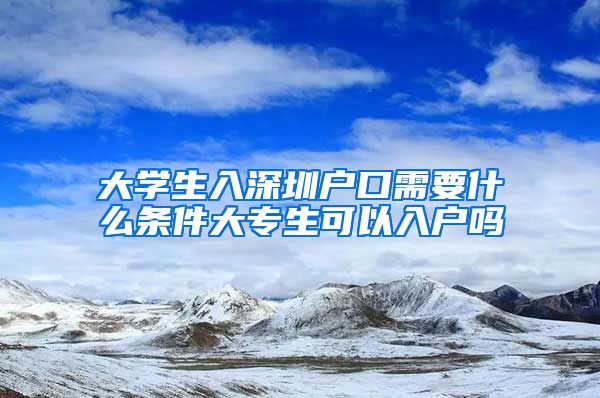 大学生入深圳户口需要什么条件大专生可以入户吗