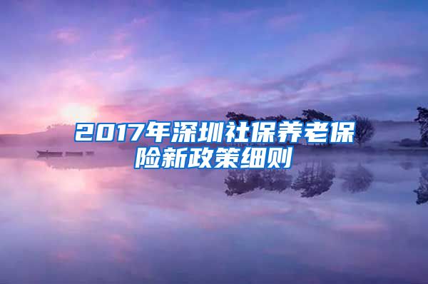 2017年深圳社保养老保险新政策细则