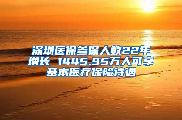 深圳医保参保人数22年增长 1445.95万人可享基本医疗保险待遇