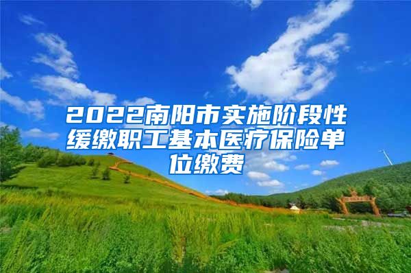 2022南阳市实施阶段性缓缴职工基本医疗保险单位缴费