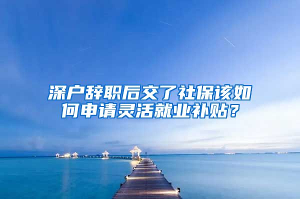 深户辞职后交了社保该如何申请灵活就业补贴？