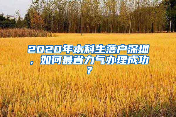 2020年本科生落户深圳，如何最省力气办理成功？