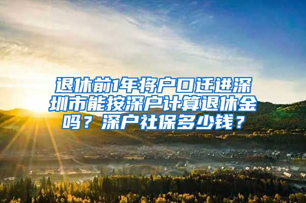 退休前1年将户口迁进深圳市能按深户计算退休金吗？深户社保多少钱？