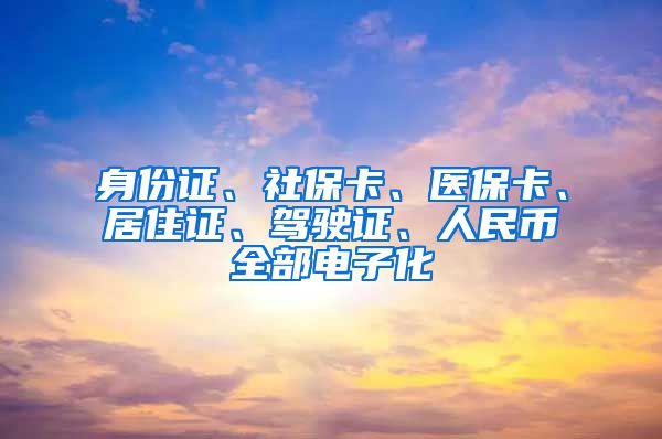 身份证、社保卡、医保卡、居住证、驾驶证、人民币全部电子化