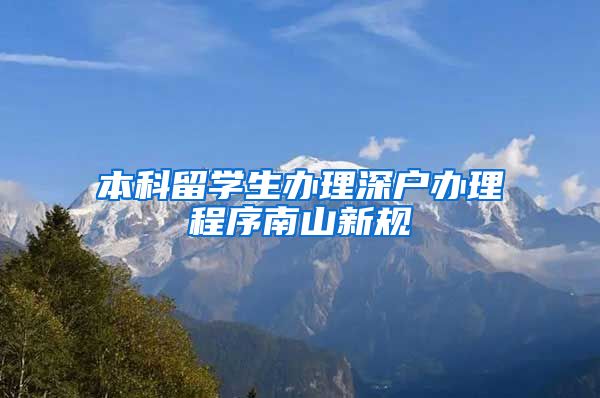 本科留学生办理深户办理程序南山新规