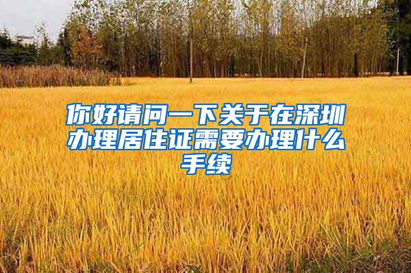 你好请问一下关于在深圳办理居住证需要办理什么手续