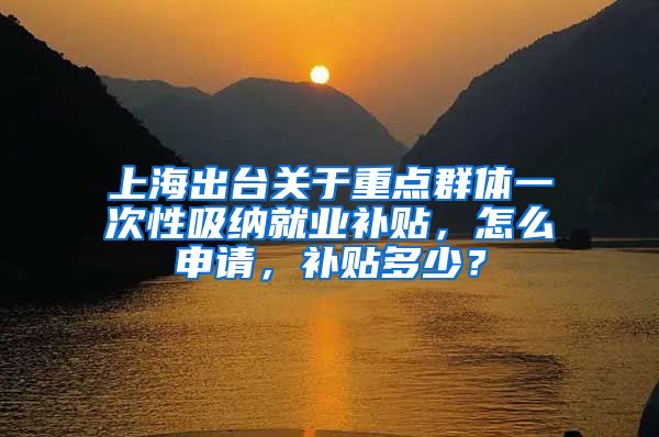 上海出台关于重点群体一次性吸纳就业补贴，怎么申请，补贴多少？