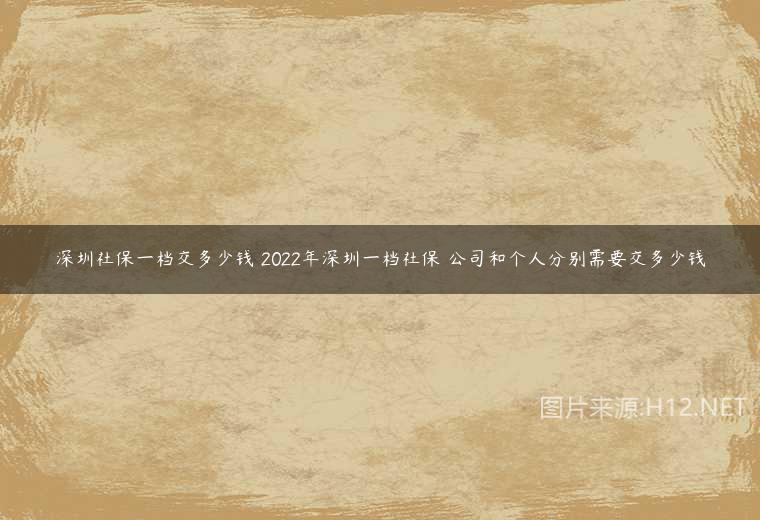 深圳社保一档交多少钱 2022年深圳一档社保 公司和个人分别需要交多少钱