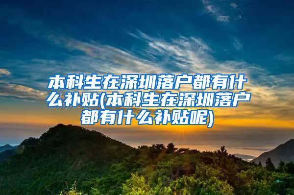 本科生在深圳落户都有什么补贴(本科生在深圳落户都有什么补贴呢)