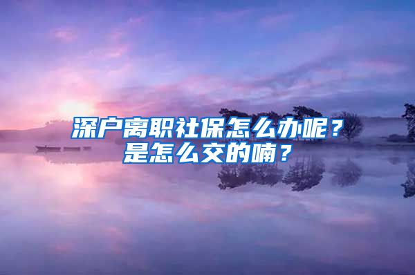 深户离职社保怎么办呢？是怎么交的喃？