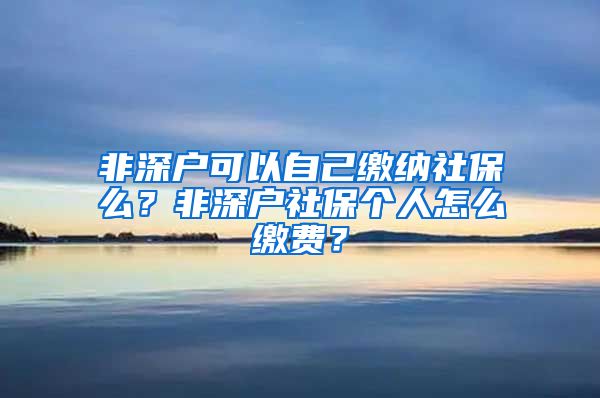 非深户可以自己缴纳社保么？非深户社保个人怎么缴费？