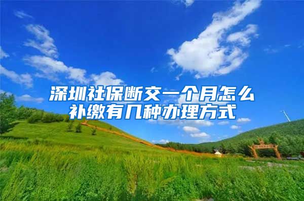 深圳社保断交一个月怎么补缴有几种办理方式