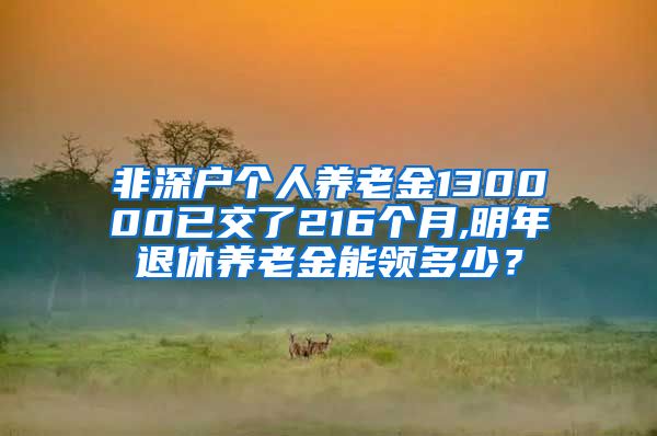 非深户个人养老金130000已交了216个月,明年退休养老金能领多少？