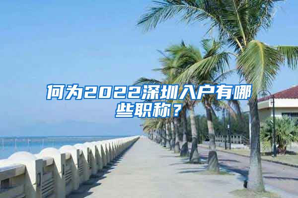 何为2022深圳入户有哪些职称？