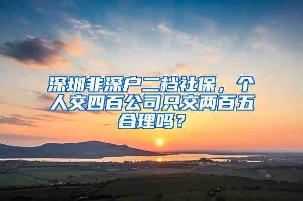 深圳非深户二档社保，个人交四百公司只交两百五合理吗？