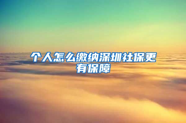 个人怎么缴纳深圳社保更有保障