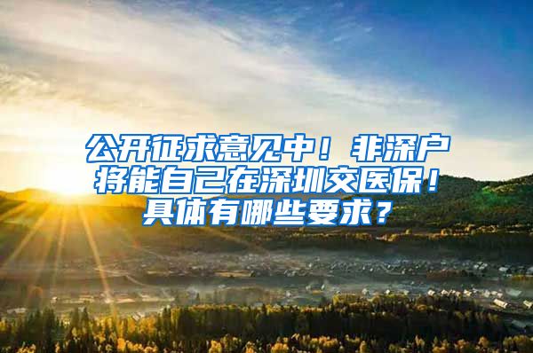 公开征求意见中！非深户将能自己在深圳交医保！具体有哪些要求？