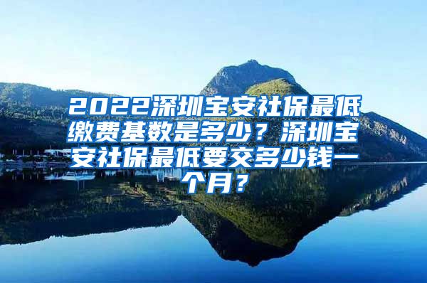 2022深圳宝安社保最低缴费基数是多少？深圳宝安社保最低要交多少钱一个月？