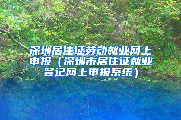 深圳居住证劳动就业网上申报（深圳市居住证就业登记网上申报系统）