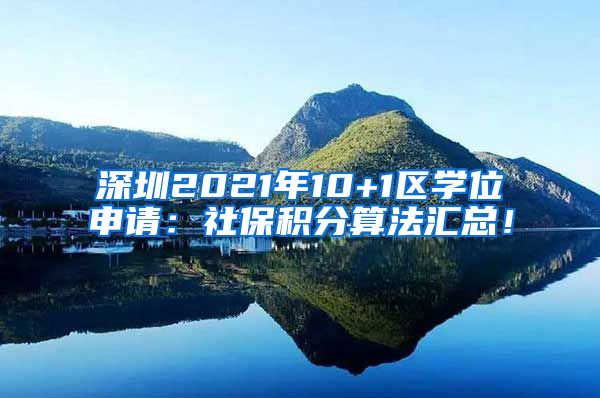 深圳2021年10+1区学位申请：社保积分算法汇总！