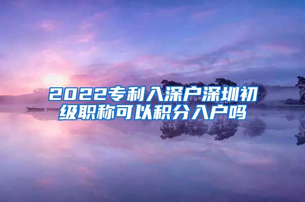 2022专利入深户深圳初级职称可以积分入户吗