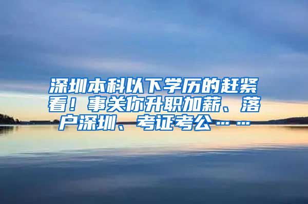 深圳本科以下学历的赶紧看！事关你升职加薪、落户深圳、考证考公……