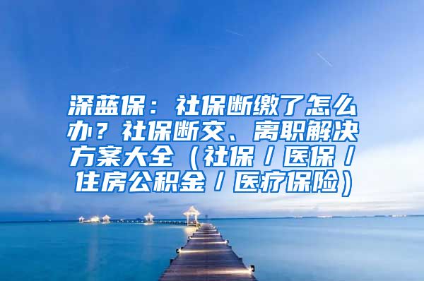 深蓝保：社保断缴了怎么办？社保断交、离职解决方案大全（社保／医保／住房公积金／医疗保险）