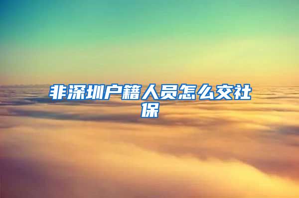 非深圳户籍人员怎么交社保