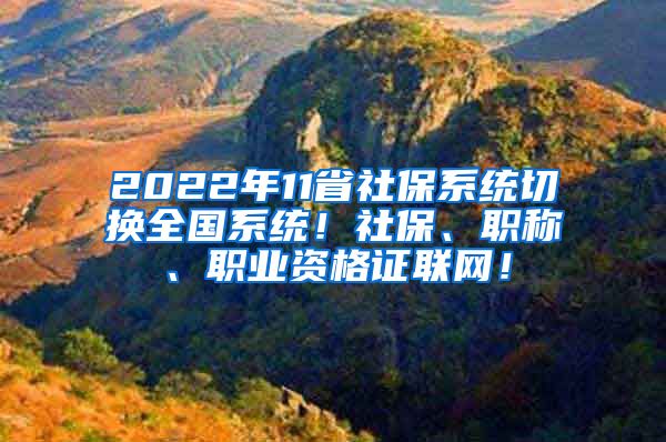 2022年11省社保系统切换全国系统！社保、职称、职业资格证联网！