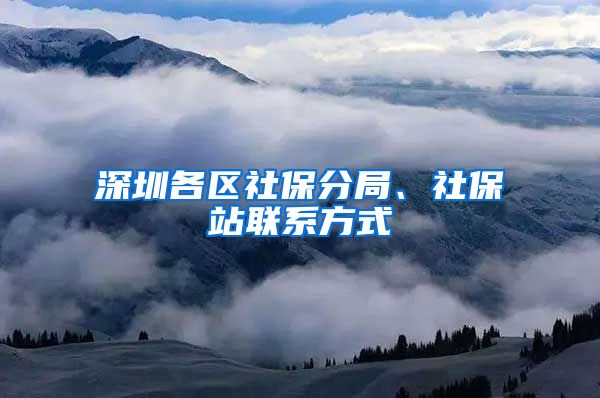 深圳各区社保分局、社保站联系方式