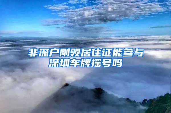 非深户刚领居住证能参与深圳车牌摇号吗