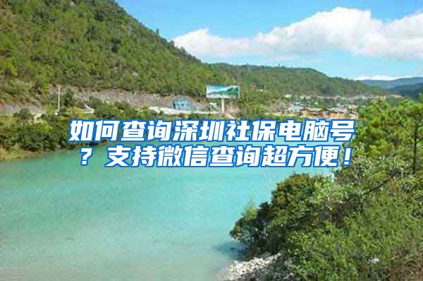 如何查询深圳社保电脑号？支持微信查询超方便！