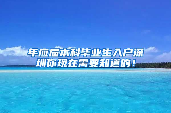 年应届本科毕业生入户深圳你现在需要知道的！