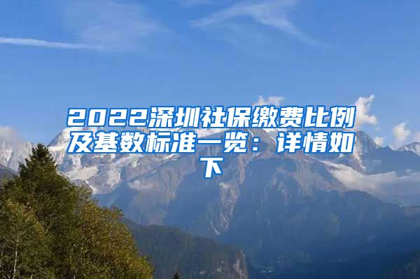 2022深圳社保缴费比例及基数标准一览：详情如下