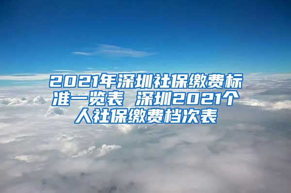 2021年深圳社保缴费标准一览表 深圳2021个人社保缴费档次表