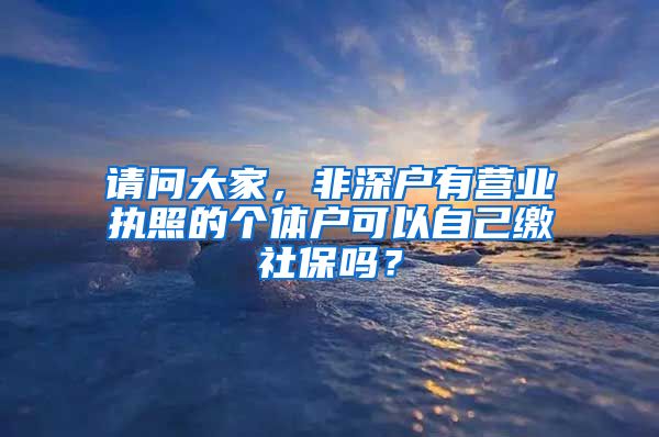 请问大家，非深户有营业执照的个体户可以自己缴社保吗？