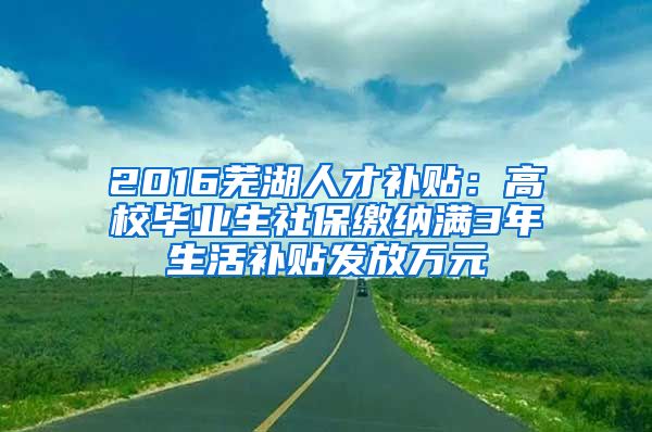 2016芜湖人才补贴：高校毕业生社保缴纳满3年生活补贴发放万元