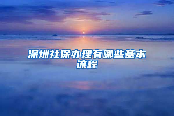 深圳社保办理有哪些基本流程